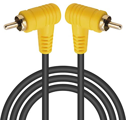 Duttek 90 Grad Cinch Kabel 1,5 m,Cinch Kabel Stecker auf Stecker, Right Angle Audiokabel, vergoldete Anschlüsse für Heimkino, Subwoofer, HDTV, Heimstereo, DVD oder andere mit Audio Anschluss Geräte