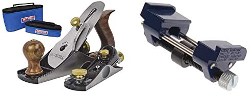 Faithfull Wood Plane Set 4 & 60 1/2 in Canvas Cases & Honing Guide for Bevel Edge Chisels & Plane Irons