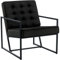 CLP Fauteuil Lounge Avon en Velours I Chaise Capitonnée avec Pieds en Métal I Cadre Solide, Couleur:Noir