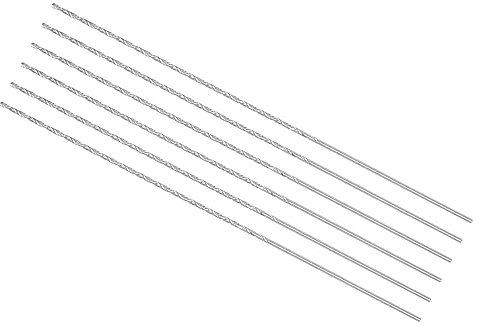 CoCud Brocas Helicoidales Extralarga de 1,5 mm de Diámetro y 160 mm de Longitud Total, Barrena Helicoidal de Acero de Alta Velocidad (Aplicaciones: Cobre, Metal, Madera y Aluminio), 6pcs