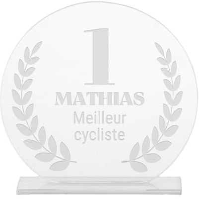 CADEAUX.COM - Trophée Personnalisée Cadeau - Trophée Diplome Reussite Examen Personnalisable en Verre Rond 14 cm - Cadeau Diplome Homme Femme