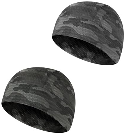 Melteine Moisture Wicking Skull Cap Beanie Hat, 2 Pcs Cycling Running Cap, Breathable Summer Under Helmet Hats, for Hiking Motorcycle Sports Hat Skull Cap