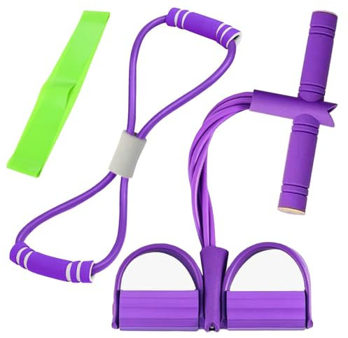 Guyode Corde de Tension Multifonctionnelle avec Figure 8 Bande de Résistance et Elastique 6 Tubes Élastique Fitness Sit-ups Bodybuilding Expander Bandes pour Domicile Gymnase Bureau (Violet)
