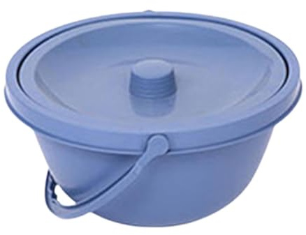 Harilla Chamber Pot Pee Bucket Potty Bedside Commode Bucket with Lid Portable Toilet Buckets Small Plastic Bin with Handles for Tent Bathroom Elderly Male Female Adults,Blue-28x14cm