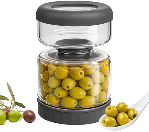WhiteRhino Gurkglas för vändning, 750 ml glas inläggsglas, med strainer, gurkbehållare, inläggsglas att vända, för oliv, kimchi, jalapenos, läckagesäkert, lufttätt lock