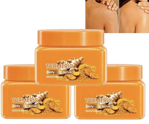Gurkmeja Body Scrub – exfolierande skrubb, kroppslysande, gurkmeja och djuprengöring, skonsam mot alla hudtyper, (3 st)