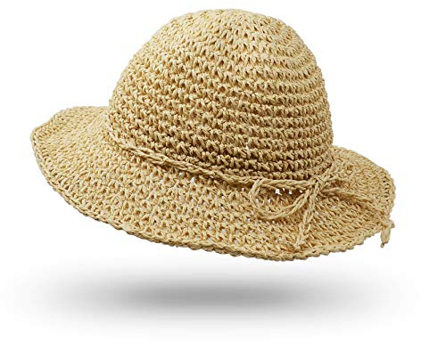 Sombrero de Paja, Hecho a Mano, de ala Ancha, Plegable, para Exteriores, para Adultos, niños, Hombres y Mujeres Niño Beis