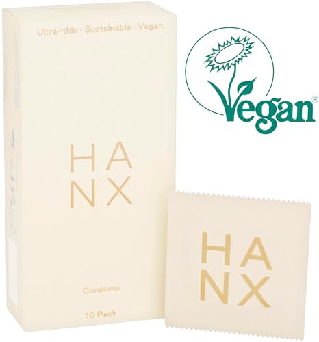 HANX Condoms | Ultra-Thin, Natural Latex with Silicone Lubricant | Paraben & Spermicide-Free | Dermatologically Approved | Strong & Reliable | Safe, Comfortable Protection | Large (Pack of 10)