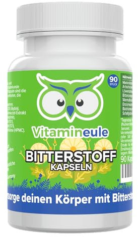 Bitterstoffe Kapseln - mit Mariendistel, Artischocke, Löwenzahnwurzel, Wermutkraut, Enzianwurzel, Baldrianwurzel, Schafgarbe - Produktion in Deutschland - ohne Alkohol - Vitamineule®