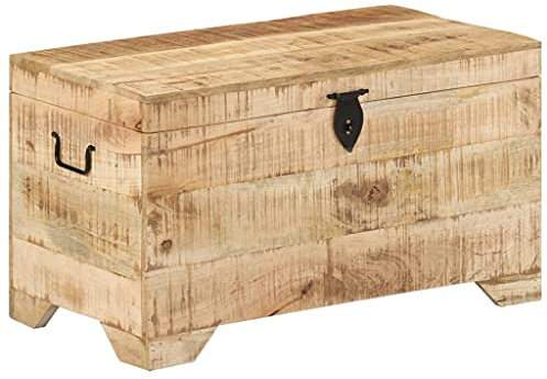 vidaXL Raues Mangoholz Massiv Aufbewahrungstruhe Holztruhe Truhenbank Sitztruhe Couchtisch Truhe Kaffeetisch Beistelltisch Sitzbank