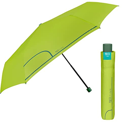 PERLETTI Ombrello Pieghevole Super Slim Manuale Uomo Donna - Ombrello Mini da Viaggio Antivento - Ombrellino Piccolo da Borsa Resistente Leggero Tinta Unita - Diametro 91 cm (Verde Germoglio)