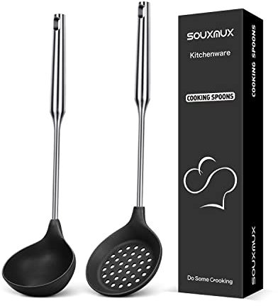 Silicone Soup Ladle-Slottede Spoon-Kitchen Utensils Set, Nonstick BPA Free High Heat Resistant Kitchen Utensils, Chef Cookware for Cooking, Serving, Draining, Stirring