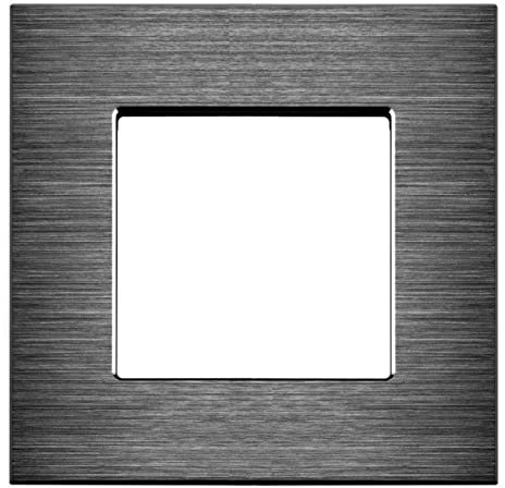 LUXUS-TIME Nur Rahmen Wandblenden Lichtschalter Blenden Schalterleisten für Touchschalter, Lichtschalter, Steckdosen, Unterputz Dosen aus Aluminium in Gold, Silber, Schwarz (1-Fach, Schwarz-Aluminium)