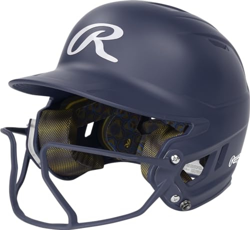 Rawlings | MACH HI-VIZ Fastpitch Softball Batting Helmet | Face Guard Attached | Navy | Senior - 6 7/8 - 7 5/8