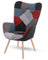 MEUBLE COSY Fauteuil Scandinave Chaise de Canapé de Loisirs pour Salon Salle à Manger Bureau avec Un Revêtement en Tissu Patchwork, Accoudoirs Rembourés et des Pieds en Bois Massif