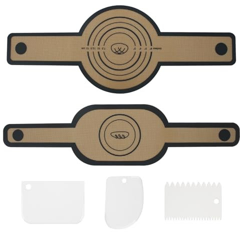 Tappetini da forno in silicone, 2 pezzi KAHOUI Tappetino da forno Accessori per la cottura del pane in silicone, Tappetino per impasto con manici lunghi, Tappetino da forno riutilizzabile per impasto
