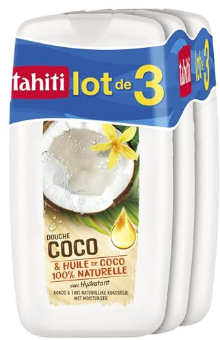 TAHITI - Flacone gel doccia olio di cocco e vaniglia - idratazione naturale - confezione da 3 x 250 ml