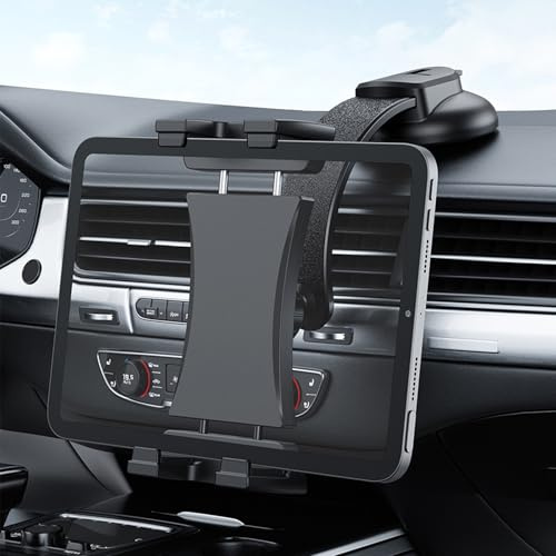 GBACHOOSE Soporte Giratorio de 360° para Tablet y Smartphone, Compatible con Tablet (4.7 a 12.9 pulgadas), Smartphone, E-reader, Montura para Salpicadero de Coche, Negro