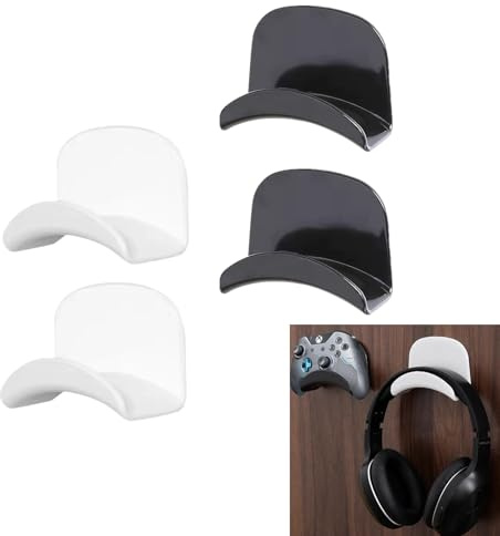 Yimluofa 4 PCS Headphone Hanger Universal Headphone Hook Headphone Wall Mount Headphone Stand Headset Holder with Removable Self-Adhesive for All Headphone/Controller,Gaming Headset Mount Holder