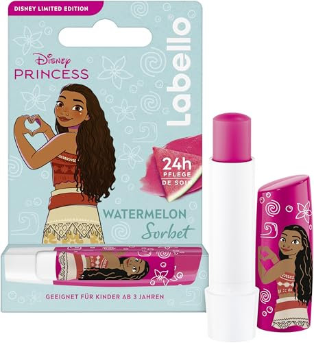 Labello Watermelon Sorbet Limited Disney Princess Edition, duftender Lippenpflegestift mit Wassermelonenaroma, pflegender Lippenbalsam für Kinder ab 3 Jahren (4,8 g)