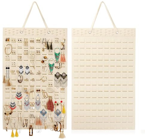 GIDWRIY Schmuck Organizer Hängend Tür,Schmuckaufbewahrung zum Aufhängen,Ohrring Organizer Wand,Faltbarer Schmuckständer Schmuckhalter,Jewellery Organizer Hanging,Ohrringständer,Ohrringhalter-Beige