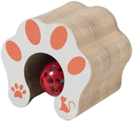 Foldable Cardboard Cat Scratching Board With Ball Track & Bell | Accordion Design Kitten Toy For Scratching, Jumping & Entertainment - Honeycomb Corrugated Material