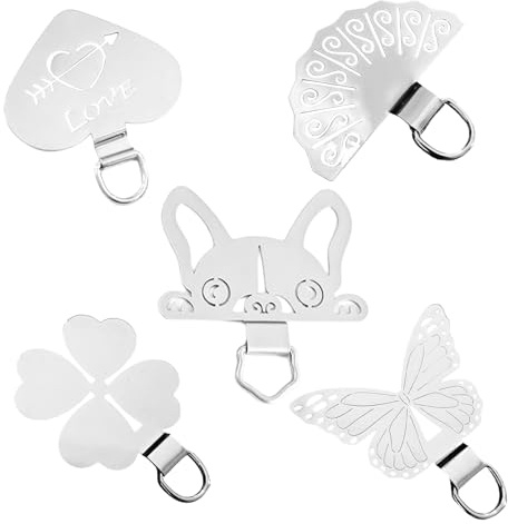 Pluvyze 5 Stück Handykette Halterung Universal, Handy Kette Halterung Universal, Handyanhänger Handykette Pads Passend für die Meisten Smartphones