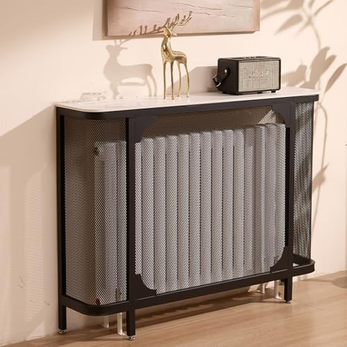 Radiatorskydd för Hemmet, Radiatorvärmarskydd, Bänkskiva i Stenplattor, Ihålig Design, Justerbar Fotplatta, Används för Sovrum, Vardagsrum(Black,140x25x90cm/55x10x35in)