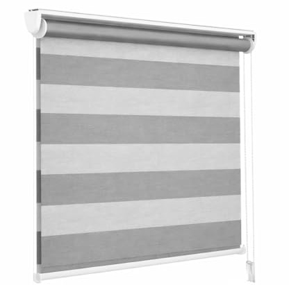WEIDA | Estores Enrollable | Doble Capa Noche y Día | Tejido de Poliéster y PVC | Control de Luz y Privacidad | Diseño Moderno para Ventanas y Puertas | Tejido Duradero | 180x120 cm (1, Gris)