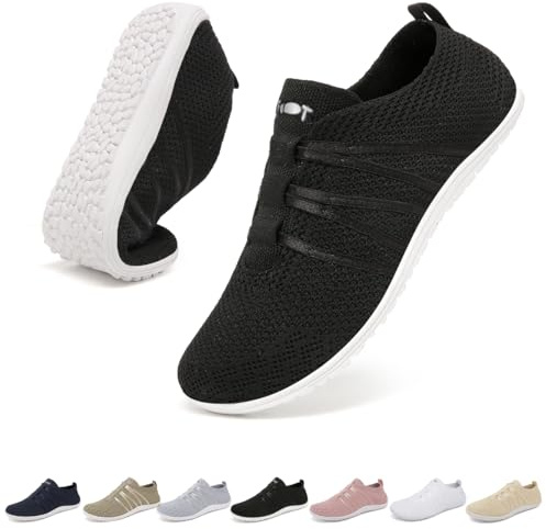 chetoria Chaussures Barefoot Femme Homme Basket sans Lacets Noir 40EU