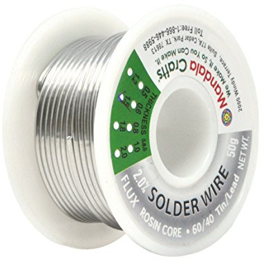 Mandala Crafts 60/40 Solder Wire with Solder Flux - 50g 1.5mm Rosin Core Solder 60 40 for Electronics - 60-40 Lead Tin Soldering Wire for Stained Glass