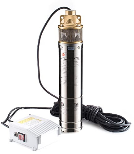 TIGMIG Pompa Sommersa Per Pozzi 750 W, 10m, Portata Max 2700 litri/h, Acciaio Inox 304, Protezione IP68, Pompa Immersione Sommergibile, Pozzi Profondi, Terreni Agricoli, Irrigazione, Drenaggio Cantine