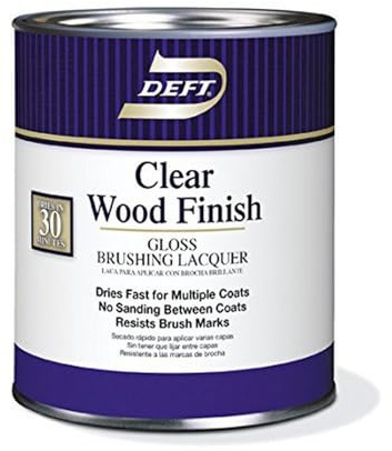 Brushing Lacquer, DFT010/04, Clear Gloss, 1 Quart, Clear Wood Finish