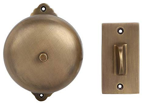 A29 Vintage Doorbell – Victorian Twist Antique Mechanical Doorbell with Manual Hand Turn Chime – Solid Brass Antique Finish – Wireless Door Bell, DIY Installation, Decorative Classic Design