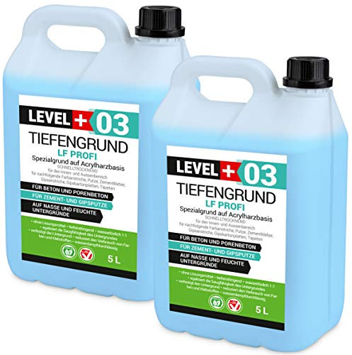 LEVEL PLUS 03 Deep Primer LF Profi 10 L, Primer for Absorbent Surfaces, Deep Primer Concentrate 1:1, Adhesive Primer Under Liquid Film, Adhesives, Cement Mortar