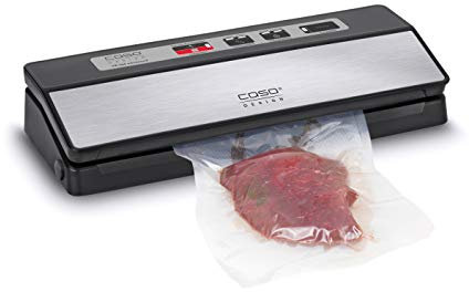 CASO 1522 VR 390 Advanced VR 390 - Envasadora al vacío, hasta 75 procesos de envasado al vacío sin parar, fuerza de vacío regulable, cámara de vacío extraíble, frontal de acero inoxidable, incluye 10