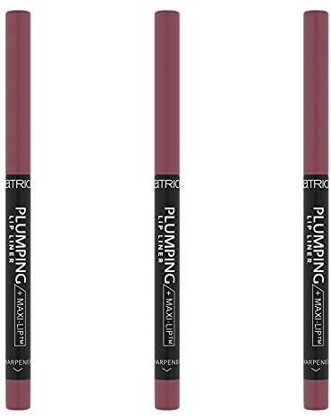 Catrice Plumping Lip Liner, läpppenna, läppkonturpenna, maskbeständig, med pennvässare, nr 060 Cheers To Life, naken, mattande, vattentät, 3 st (3 x 0,35 g)