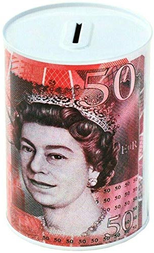 POUND NOTES £ Design Money Coin Box Tin Savings Printed BANKNOTE Kids GIFT Cash Small Medium Large Piggy Bank Adults Charity Change £5, £10, £20, £50 Multicolour UK FREE P&P (£50 , LARGE (15cm x 22cm)