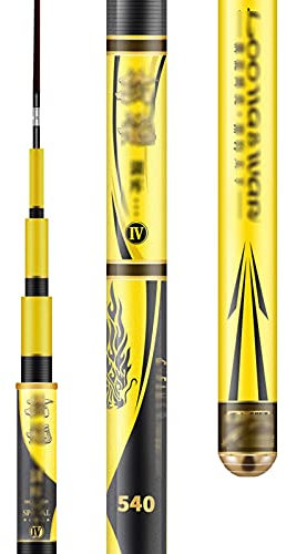 caihuashopping Angelrute Profi 360 ° Spinnstange, Kohlenstoffguss und ultraleichte Angelrute Kohlefaser Angelrute für Reise Salzwasser Süßwasserfischen Angeln Rute (Size : 5.4M)