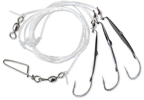 Rhino Premium Köhler Vorfach mit Angelhaken für sofortigen Einsatz monofile Angelschnur Meeres-Angelzubehör, rot/Silber, 1,00 m