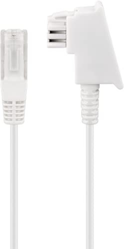 goobay 60666 Routerkabel, Telefonkabel, Anschlusskabel für DSL/ADSL/VDSL, TAE-F Stecker auf RJ45 Stecker (8P2C), weiß, 2 Meter