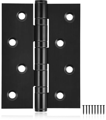 6-Pack Black Door Hinges, 4 Inch Heavy Duty Stainless Steel Hinge for Interior Exterior Doors, Max Loading 150LB, Matte Black Ball Bearing Hinges with Screws, Smooth and Quiet