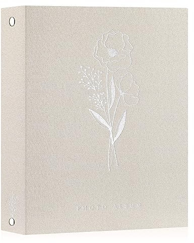 Lanpn Photo Albums A4 100 Photos, Linen Cover Acid Free Pocket Photo Book Picture Album Holds 100 Portrait Only A4 Picture (Beige,21x30 cm)