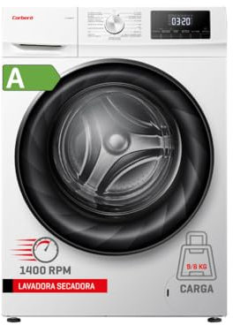 Corberó - Lavadora Secadora Carga Frontal | CLSH96VIN | 9 Kg/6 Kg | 1400 RPM | 15 Programas | Inverter | Vapor | Inicio Diferido | ECO | Puerta XXL | Blanco