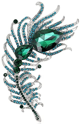 Donne Di Cristallo Spilla Spilla di piume di pavone accessori per cappotti spilla a corpetto spilla di diamanti verde