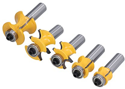 Half Round Milling Cutter, 5Pcs 1/2in Shank Router Bit Set, Half Round Milling Cutter, Bullnose Router Bit for CNC, Door And Window Router Bits