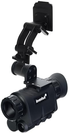 Levenhuk Halo NVM50 Helmet Digitales Tag- und Nachtsicht-Monokular mit 400 m Reichweite, 2K Foto- und Videoaufzeichnung, Kompass, Gyroskop und Helmhalterung