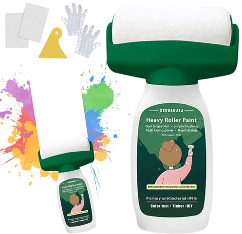 Pintura de pared blanca 500 g, pintura de pared 2 en 1, color blanco, con pasta reparadora de pared, color blanco para retoques de graffiti, manchas, 2 papeles de arena (verde con accesorios)