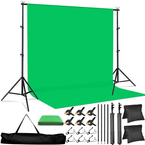 Green Screen Backdrop Kit 10x8.5ft with Tripod Stand, Chroma Key Background System for Video Shooting, Live Streaming, Photo Studio, Content Creation and Virtual Backgrounds