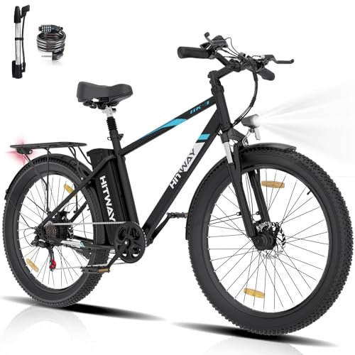 HITWAY E Bike Damen Herren E-Mountainbike 26 Zoll Pedelec Cityräder Elektrofahrrad,250W Motor,Li-Batterie 48V15Ah ebike,7 Gängen,bis 45-120km